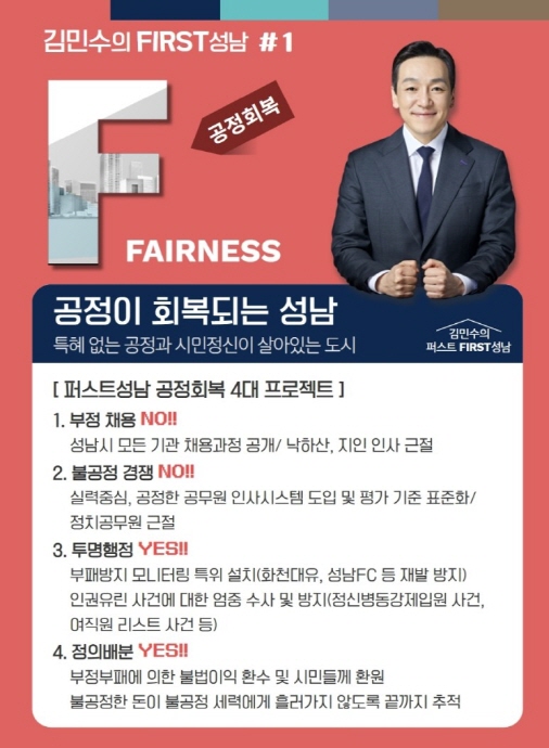 김민수, 퍼스트 성남 프로젝트의 첫 축 ‘F-공정회복’ 세부내용 공개