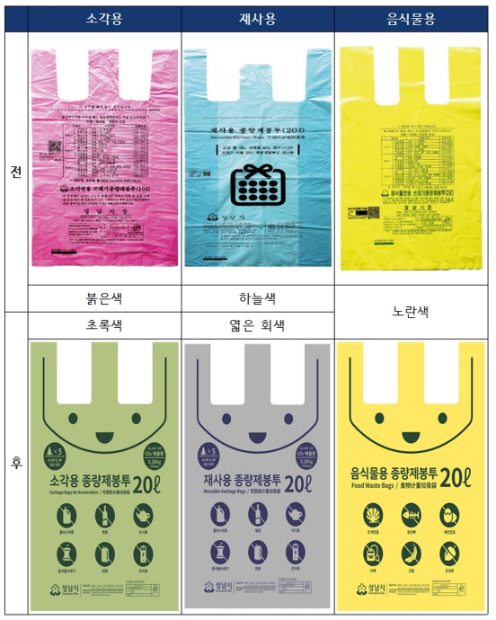 성남시 종량제봉투 디자인 변경…5월 1일부터 판매
