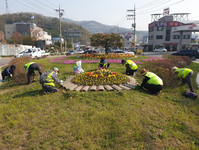 광주시 오포읍, 주요 도로변 예초 작업 및 화단 정비 실시