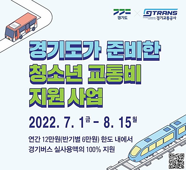 ‘경기도 청소년 교통찬스’ 2022 상반기 청소년 교통비 지원사업 접수